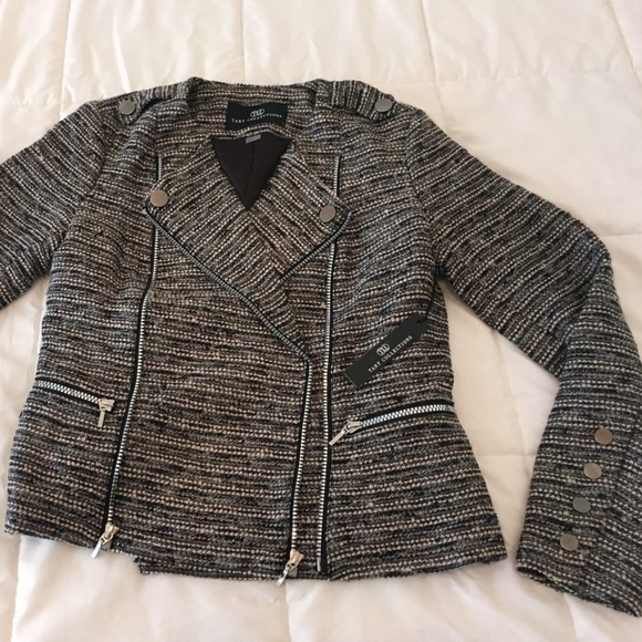 Tart Collections Amber Jacket Metallic Tweed Moto Style Zip Gray Combo,SizeS,NEW - Picture 7 of 11